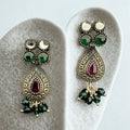 Sterling Silver Drop Earrings with Multicolored Gemstones