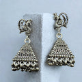 Oxidized Silver Peacock Jhumka Earrings Traditional Design