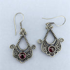 Vintage Filigree 92.5 Silver Earrings with Purple Gemstone