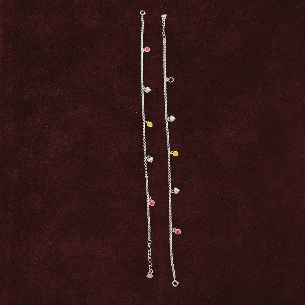 Vibrant Heart Charm Anklet Pair