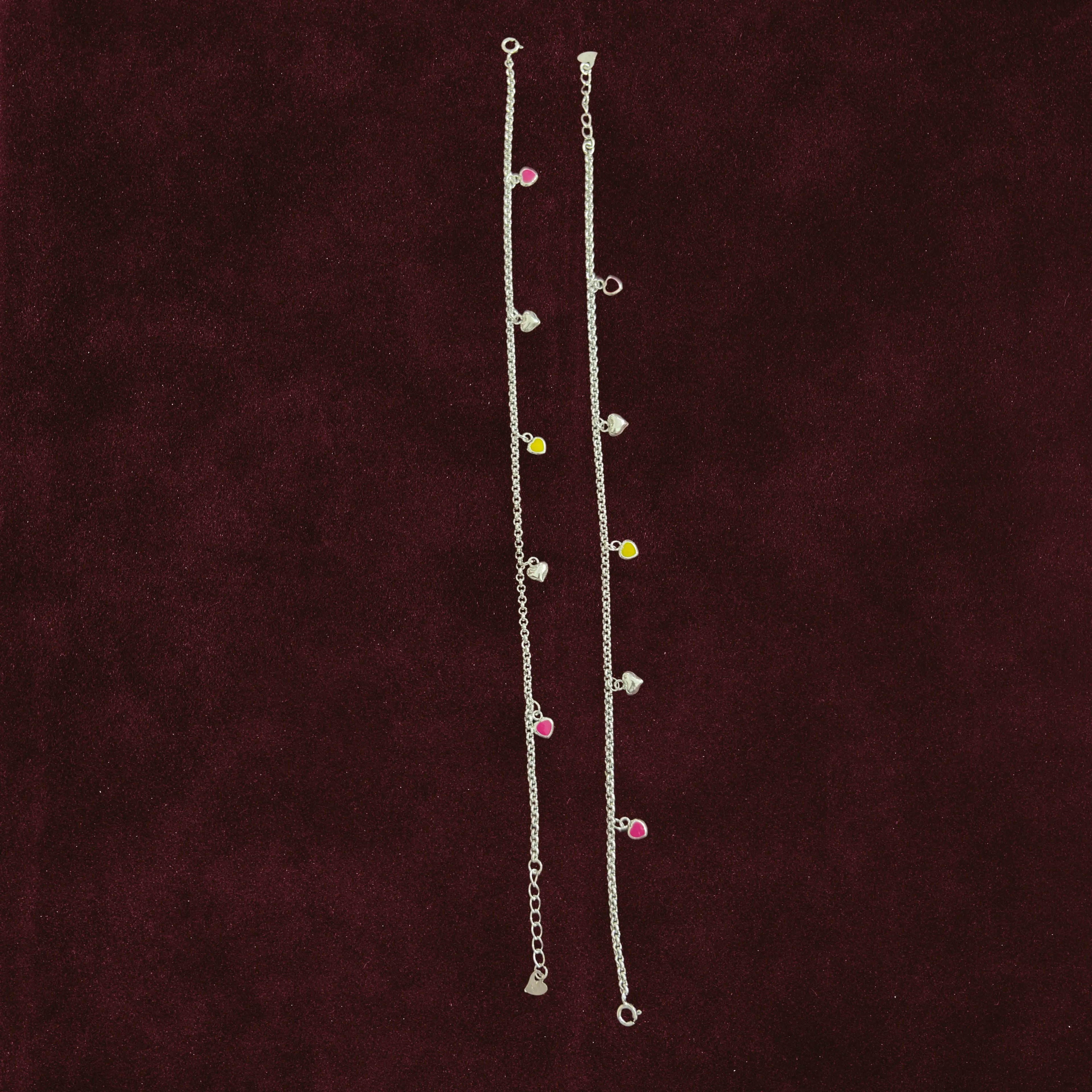 Vibrant Heart Charm Anklet Pair