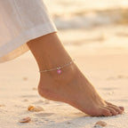 Close up of Indian female wearing Pink Floral Anklet 