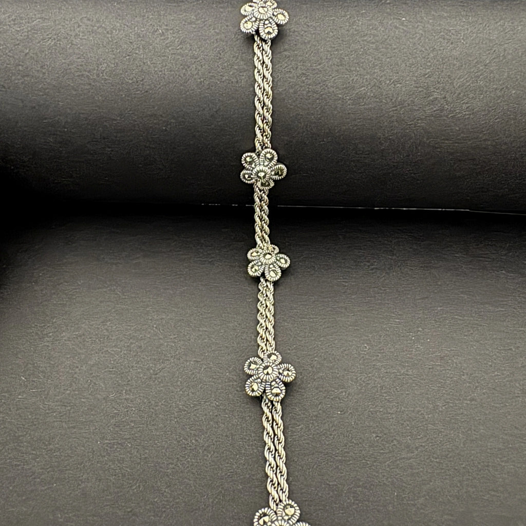 Sterling Silver Floral Chain Bracelet - Elegant Jewelry