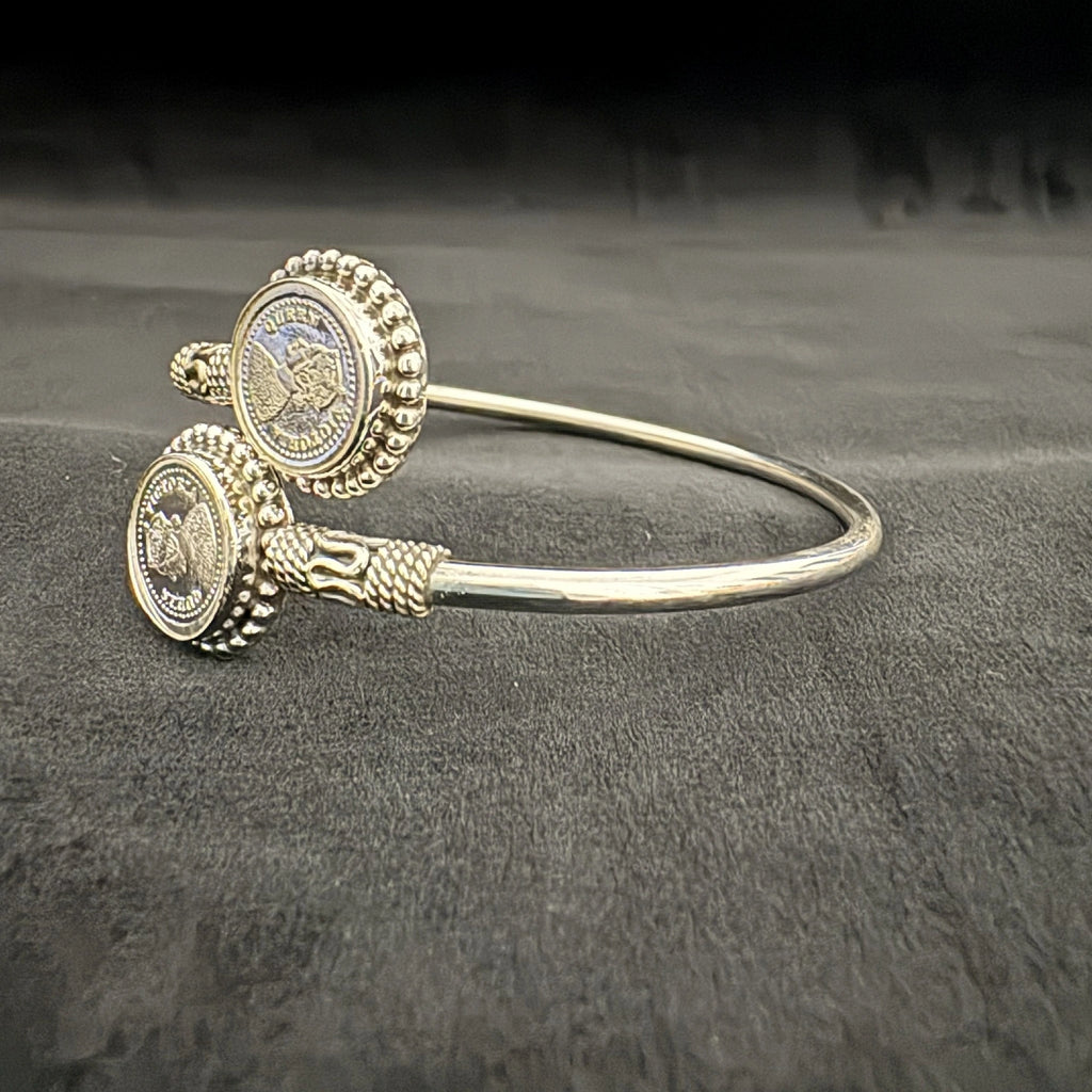 Vintage Silver Queen Victoria Coin Cuff Bracelet - Bhavya Silvers