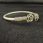 Antique Silver Floral Rose Cuff Bracelet - Bhavya Silvers