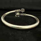 Sterling Silver Floral Open Cuff Bracelet - Bhavya Silvers
