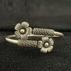 Elegant Silver Flower Cuff Bracelet - Bhavya Silvers
