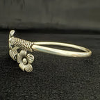 Elegant Silver Flower Cuff Bracelet - Bhavya Silvers