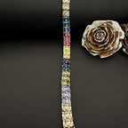 Multicolor Gemstone Sterling Silver Bracelet - Elegant Jewelry