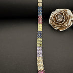 Multicolor Gemstone Sterling Silver Bracelet - Elegant Jewelry