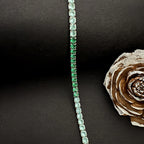 Sterling Silver Tennis Bracelet with Emerald & Aquamarine Gems