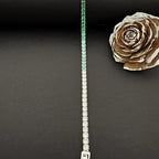 Sterling Silver Tennis Bracelet with Emerald & Aquamarine Gems