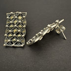 Sterling Silver Drop Earrings with Faceted Pyrite Accents