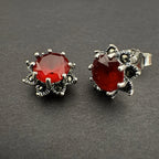 Sterling Silver Red Gemstone Stud Earrings