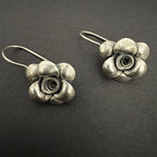Antique Silver Flower Dangle Earrings - Vintage Floral Jewelry - Bhavya Silvers