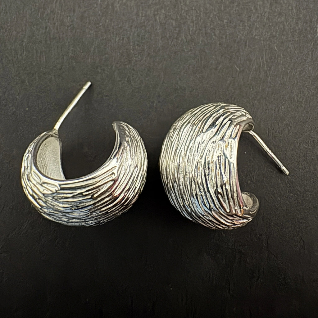 Textured Silver Half Hoop Earrings for Everyday Wear