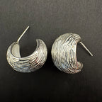 Textured Silver Half Hoop Earrings for Everyday Wear