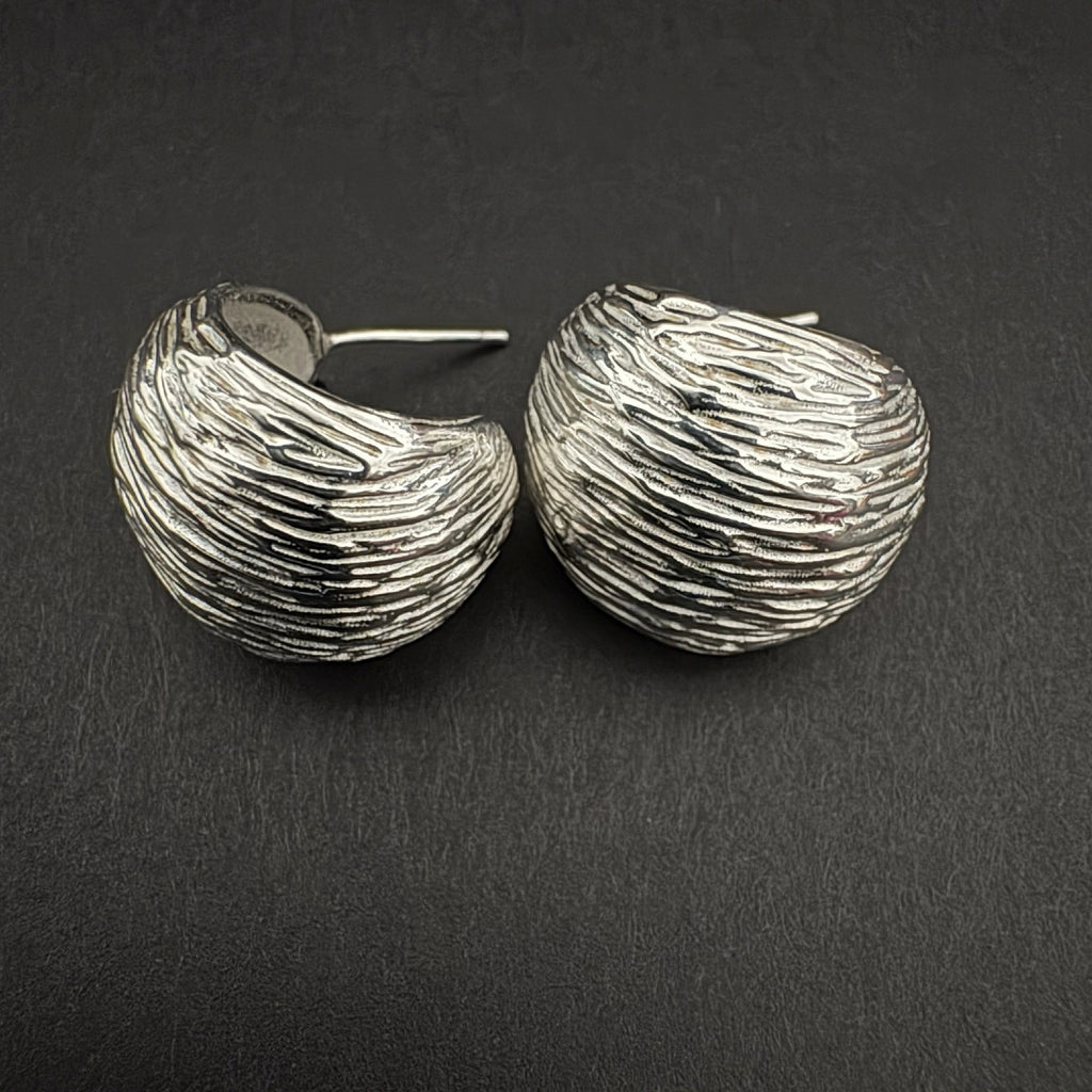 Textured Silver Half Hoop Earrings for Everyday Wear