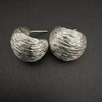 Textured Silver Half Hoop Earrings for Everyday Wear
