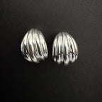 Sterling Silver Ribbed Dome Earrings - Bhavya Silvers