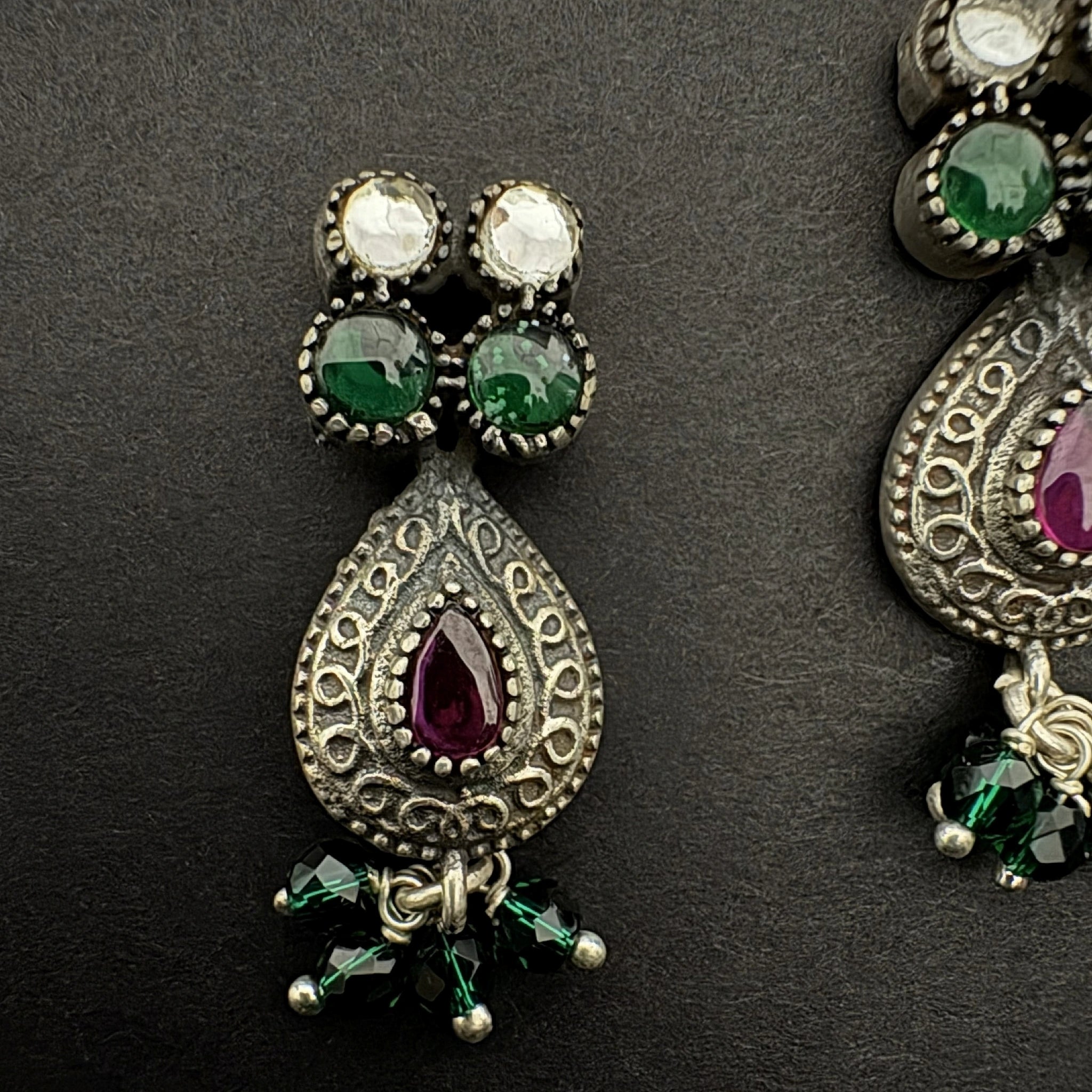 Sterling Silver Drop Earrings with Multicolored Gemstones