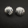 Sterling Silver Textured Wave Stud Earrings
