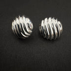 Sterling Silver Textured Wave Stud Earrings