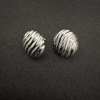 Sterling Silver Textured Wave Stud Earrings