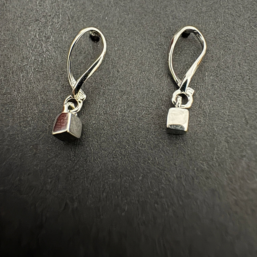 Sterling Silver Cube Drop Earrings