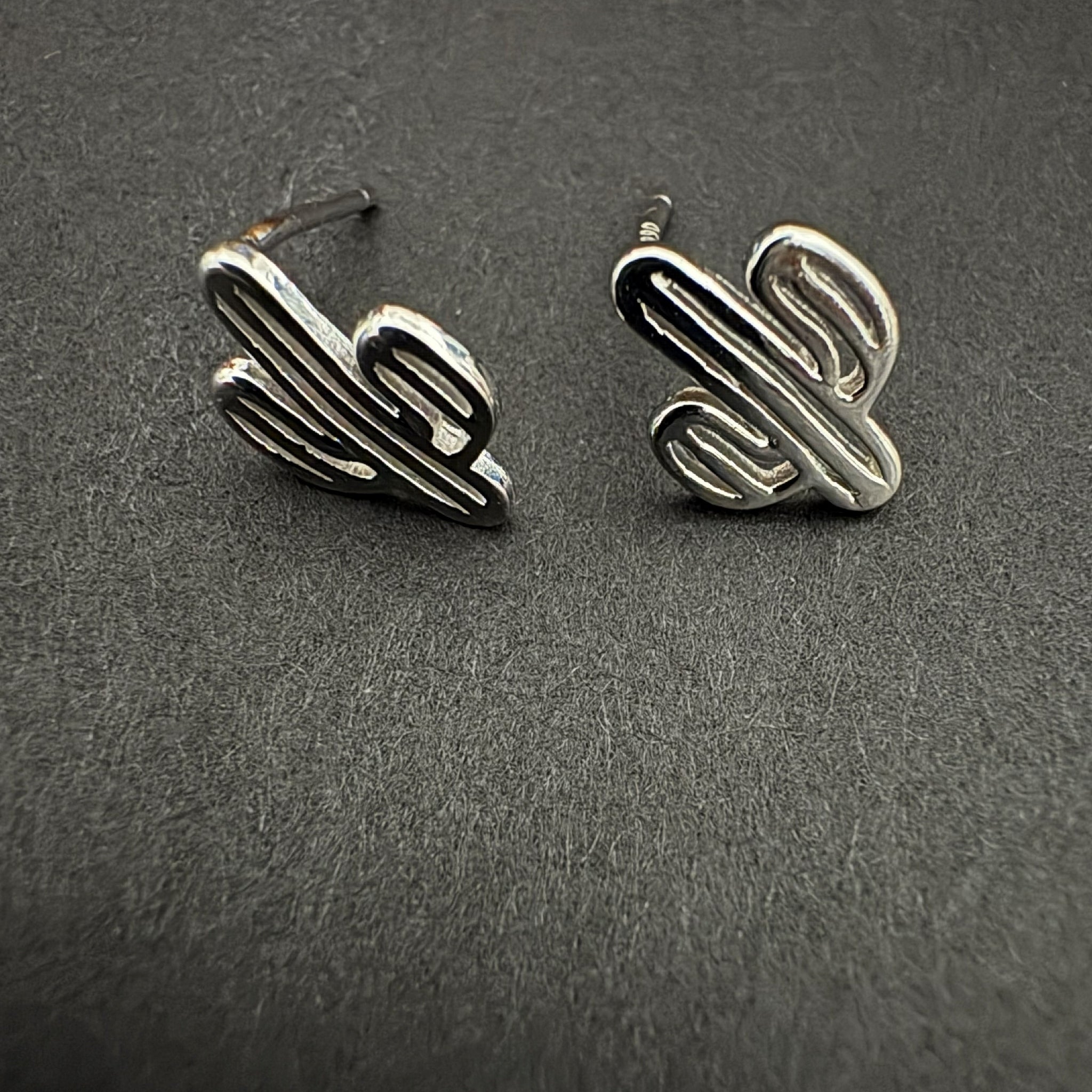 Cactus Stud Sterling Silver Earrings