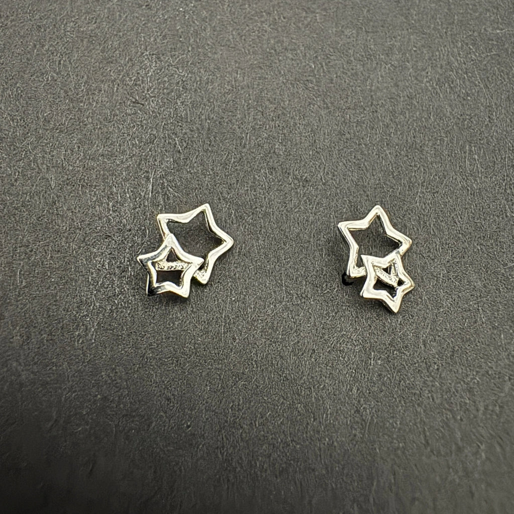 Double Star Stud Earrings 92.5 Silver