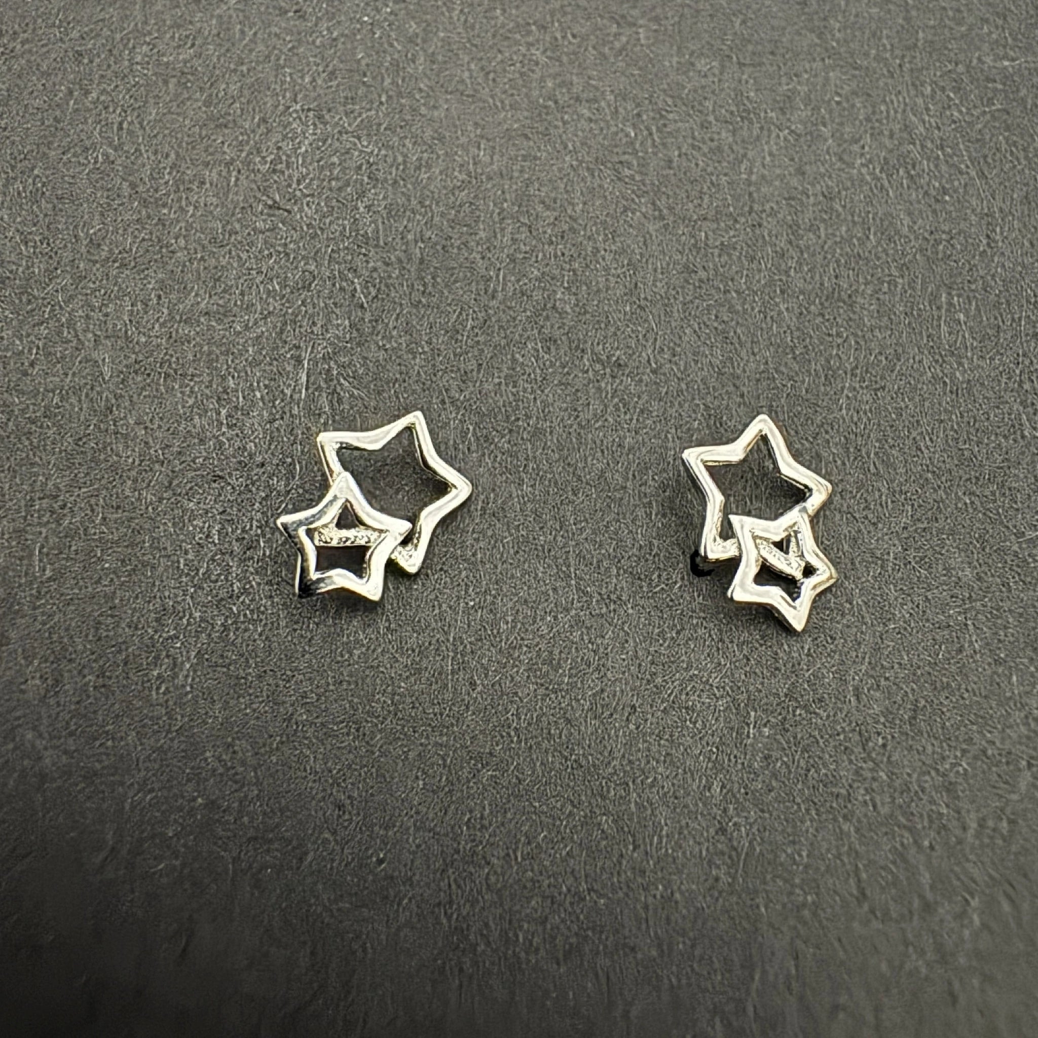 Double Star Stud Earrings 92.5 Silver