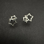 Double Star Stud Earrings 92.5 Silver
