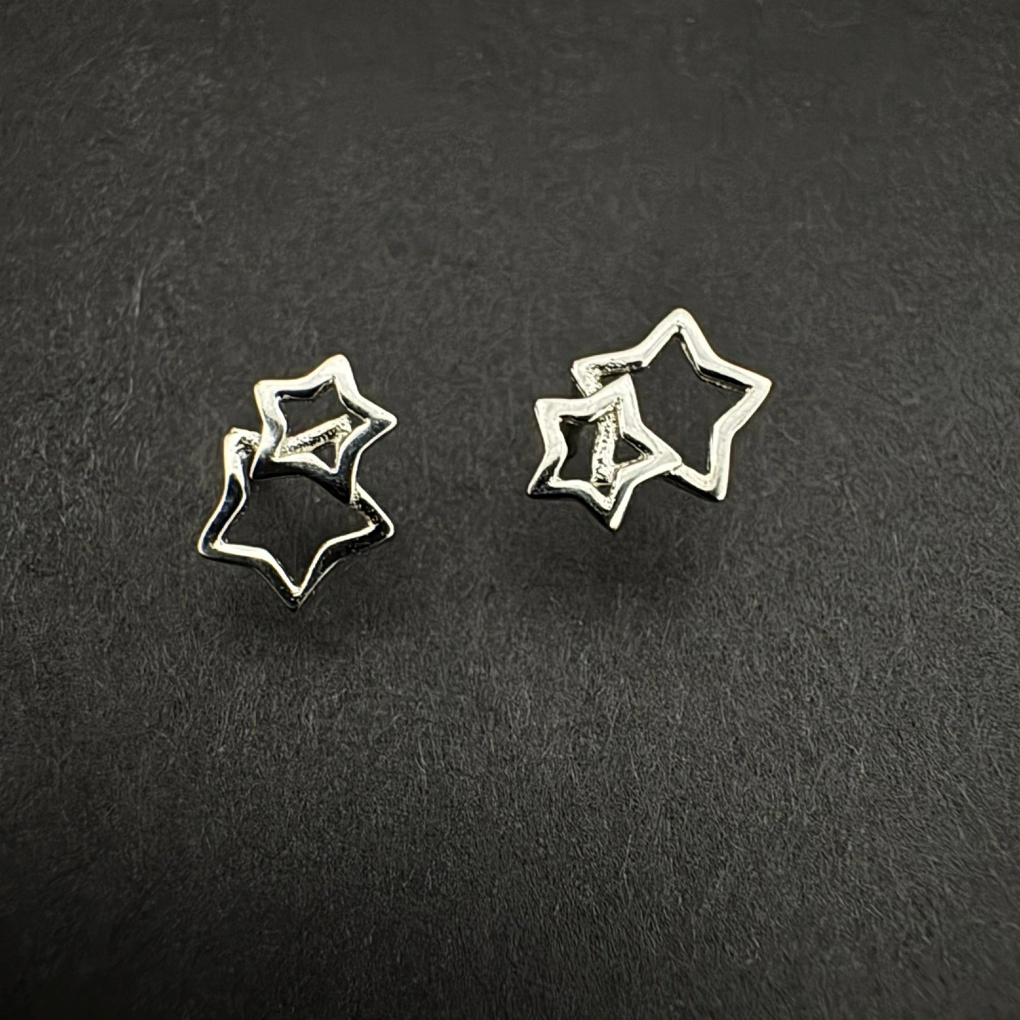 Double Star Stud Earrings 92.5 Silver