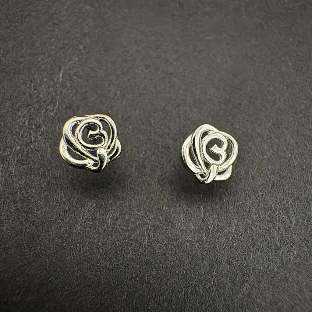 Sterling Silver Rose-Shaped Earring Studs for Everyday Elegance