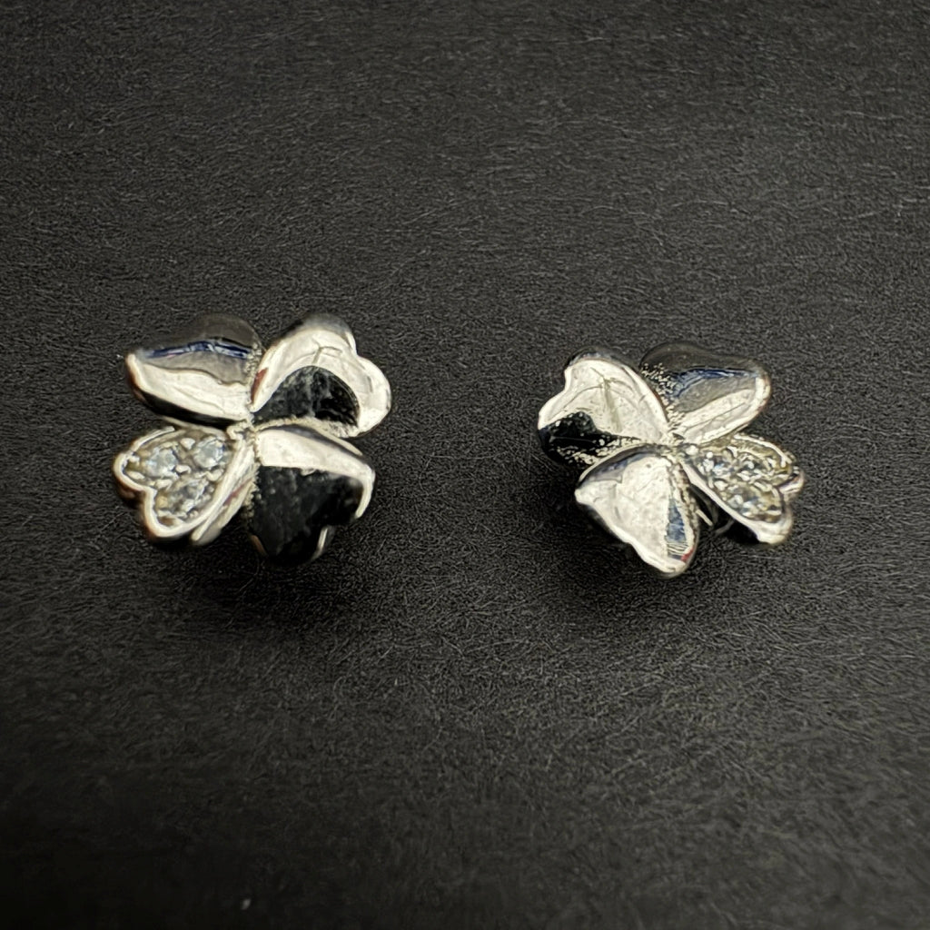 Sterling Silver Four-Leaf Clover Earring Studs - Elegant Jewelry