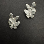 Sterling Silver Double Butterfly Stud Earrings