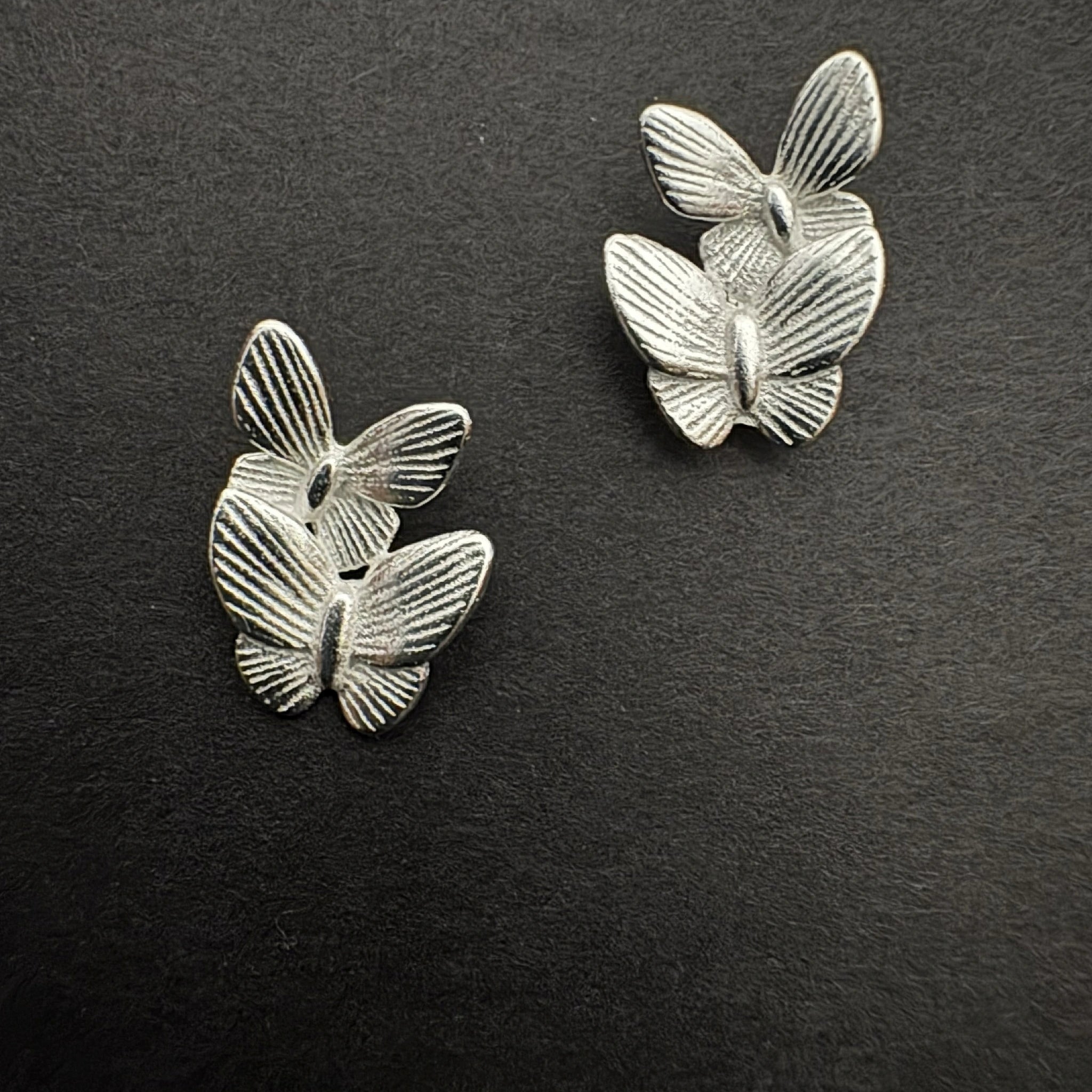 Sterling Silver Double Butterfly Stud Earrings