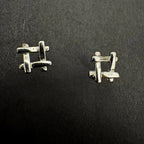 Sterling Silver Abstract Stud Earrings - Modern Design