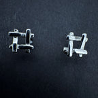 Sterling Silver Abstract Stud Earrings - Modern Design
