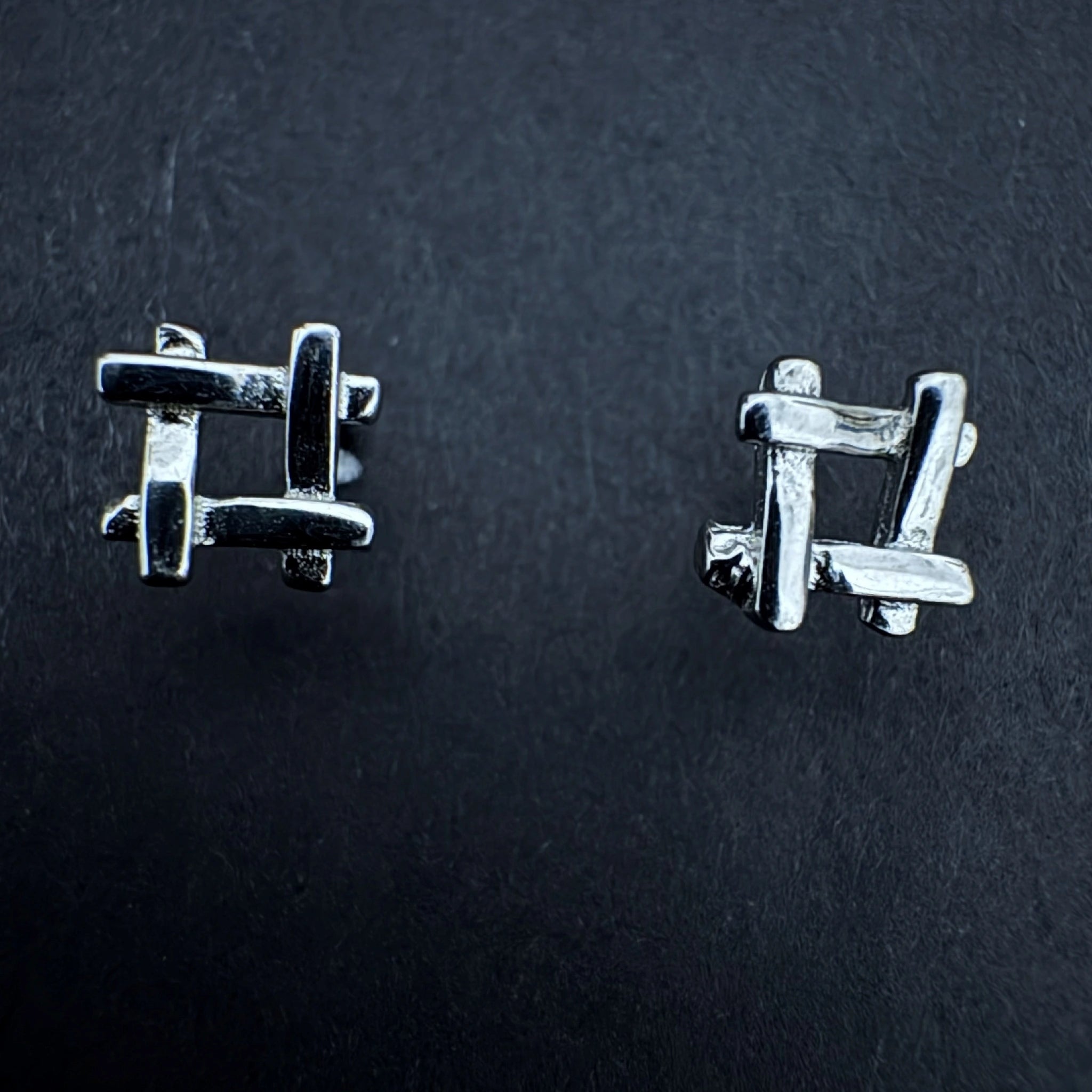 Sterling Silver Abstract Stud Earrings - Modern Design
