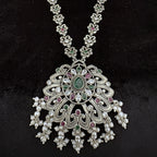 Statement Sterling Silver Necklace with Multi-Gemstone Accents