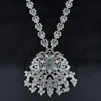 Statement Sterling Silver Necklace with Multi-Gemstone Accents