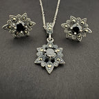 925 Silver Black Stone Pendant Set