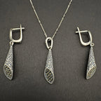 Marcasite Stone 925 Sterling Silver Pendant Set
