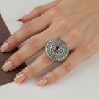 Intricate Geometric Design 925 Silver Ring
