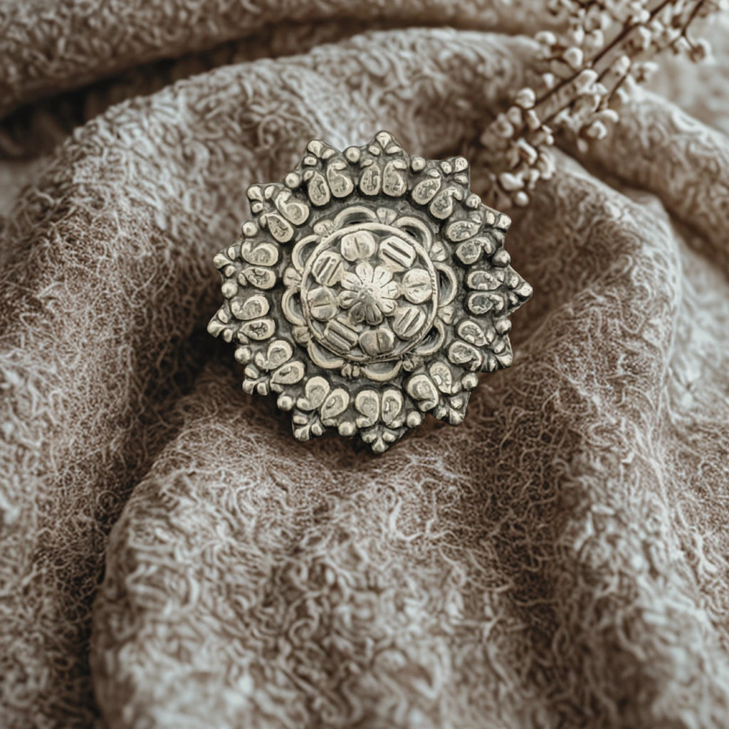 Floral Sunburst 925 Sterling Silver Ring