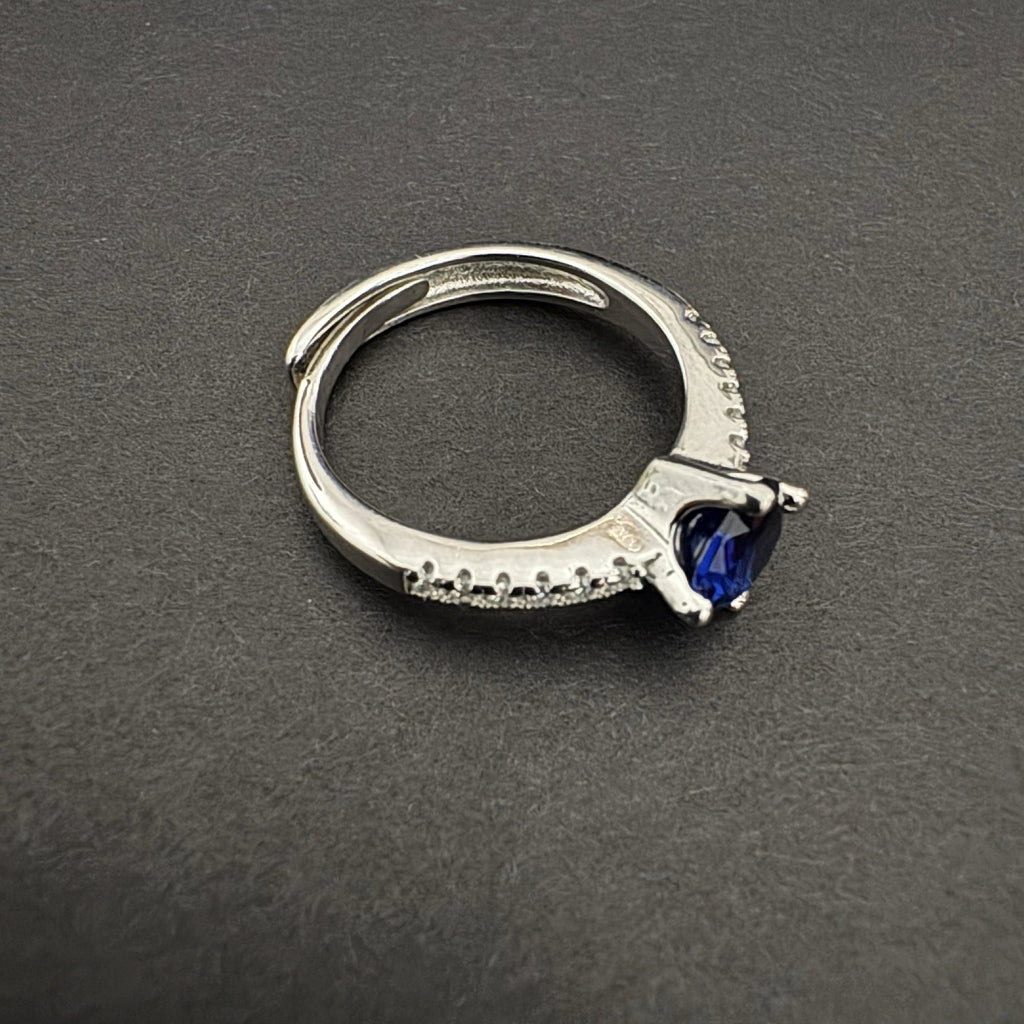 Blue Sapphire 925 Silver Ring with Accent Stones