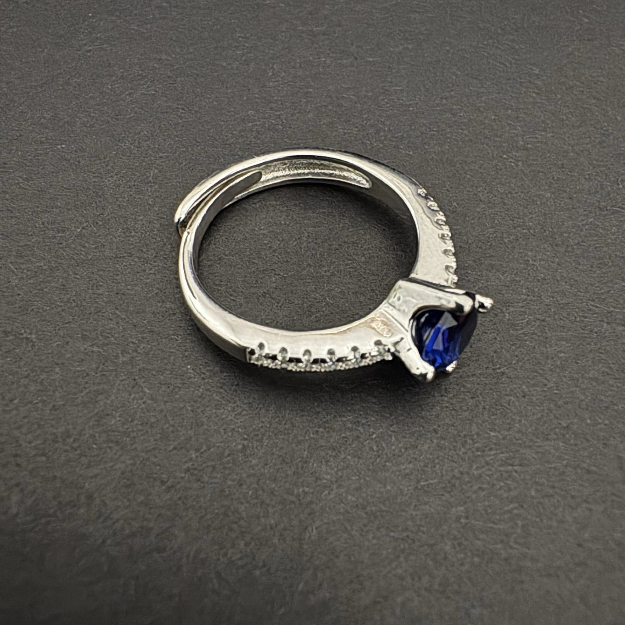 Blue Sapphire 925 Silver Ring with Accent Stones