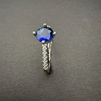 Blue Sapphire 925 Silver Ring with Accent Stones